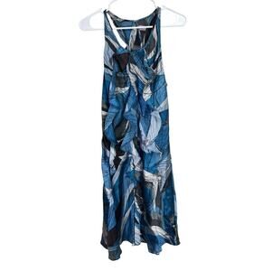 Banana Republic Women's Silk Dress Blue Black White Ruffle Small